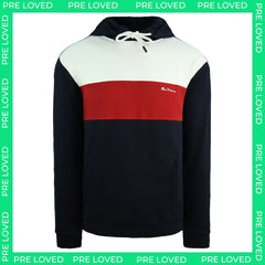 Ben Sherman Panelled Mens Navy Hoodie - Marks on the front