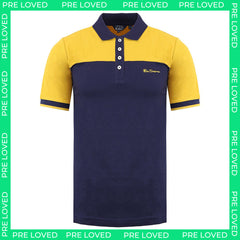Ben Sherman Colour Block Mens Navy/Yellow Polo Shirt NO TAG