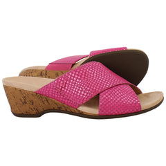 Vionic Paradise Leticia Lizard Womens Pink Wedge Sandals