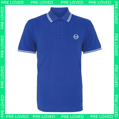 Sergio Tacchini Iconic Stripe Mens Blue/White Polo Shirt NO TAG