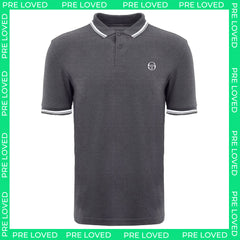Sergio Tacchini Iconic Stripe Mens Grey/White Polo Shirt - No Tag