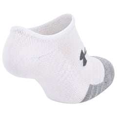 Under Armour 3-Pack HeatGear No Show Kids White Socks