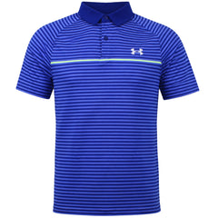 Under Armour Iso-Chill Hollen Stripe Mens Blue Golf Polo Shirt