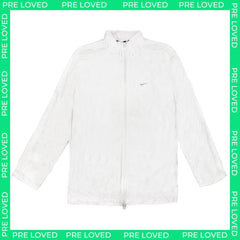 Vintage Nike Mens White Satin Bomber Jacket - Size M - Dirty Mark