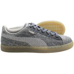 Puma Basket Knit Mens Metallic Silver Trainers