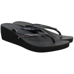 Havaianas High Metal Grega Womens Black Wedges Flip-Flops