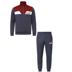Puma Power Poly Mens Grey/Dark Red Tracksuit