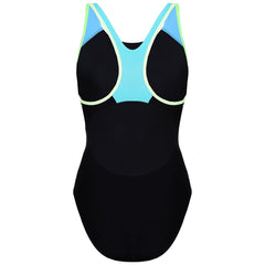 Speedo Fit Laneback Womens Black/Blue Swimming Costume