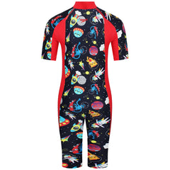Speedo Short Sleeve Zip Up All In One Sun Protection Kids Swimwear