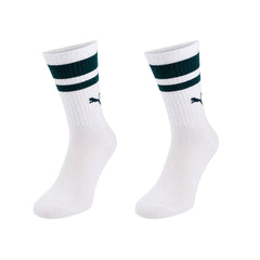 Puma 2-Pack U White/Green Crew Socks
