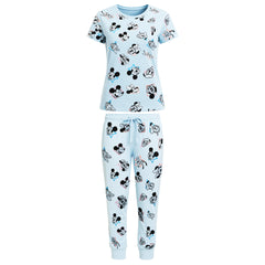 Disney Mickey & Friends AOP Womens Blue Pyjama Set