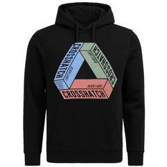 Crosshatch Chest Print Mens Black Hoodie