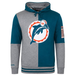 Mitchell & Ness NFL Miami Dolphins Split Color Mens Grey/Teal Hoodie
