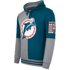 Mitchell & Ness NFL Miami Dolphins Split Color Mens Grey/Teal Hoodie