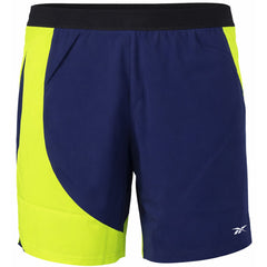 Reebok 2in1 Mens Navy/Yellow Running Shorts