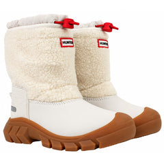 Hunter Wanderer Sherpa Kids Off White Snow Boots