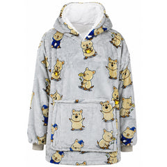 The Oodie Quokka Kids Light Green Blanket Hoodie