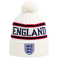 Mitchell & Ness Jacquard Script Pom Knit White Beanie