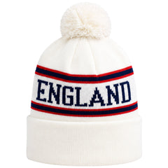 Mitchell & Ness Jacquard Script Pom Knit White Beanie
