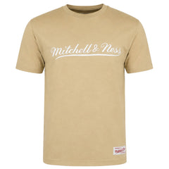Mitchell & Ness Script Logo Mens Beige T-Shirt