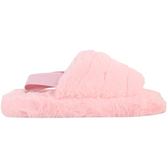 Penguin 2 Fluffy Kids Pink Slippers