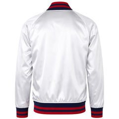 Mitchell & Ness Logo Mens White Satin Jacket