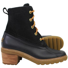Sperry Saltwater Heel Snake Womens Black Boots