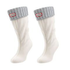 Hunter Mini Cable Tall White/Grey Boot Socks