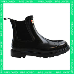 Hunter Commando Chelsea Gloss Womens Black Boots NO BOX