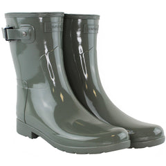 Hunter Refined Short Gloss Womens Grey Wellington Boots