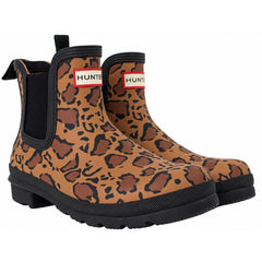 Hunter Original Leopard Print Womens Brown Chelsea Boots