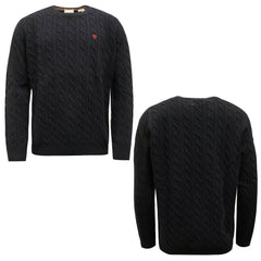 Timberland Merino Wool Cable Mens Navy Sweater