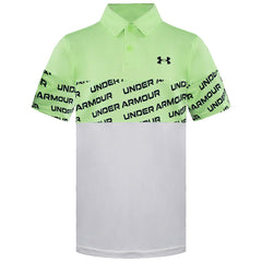 Under Armour Wordmark Kids White/Green Polo Shirt