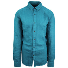 Scotch & Soda Regular Fit Linen Mens Blue Shirt