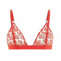 Nicce AOP Hear Womens White/Red Triangle Bralette