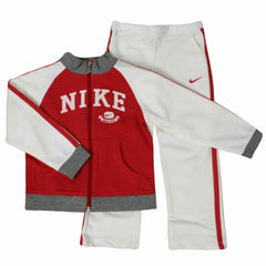 Nike Long Sleeve Stretch Waist Bottoms Red White Kids Tracksuit 494349 622