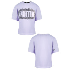 Puma x Mr Doodle Womens Lilac Cropped T-Shirt