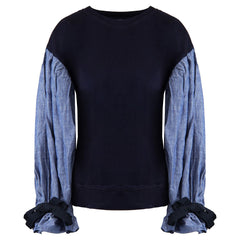 Armani Exchange Ruffle Womens Blue Sweater