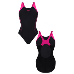 Speedo Boom Splice Kids Black Swimming Costume