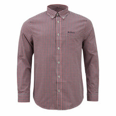 Ben Sherman Red Long Sleeve Checkered Shirt - Mens