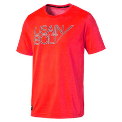 Puma Usain Bolt Logo Mens Neon Red T-Shirt