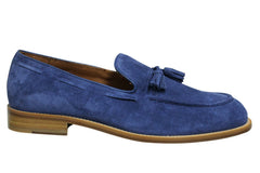 Hackett London FC Tassel Suede Leather Blue Slip On Mens Loafers HMS20804 588