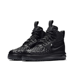 Nike Lunar Force 1 Lace Up Black Smooth Leather Womens Trainers AA0283 001