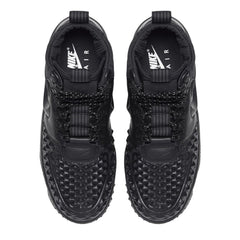 Nike Lunar Force 1 Lace Up Black Smooth Leather Womens Trainers AA0283 001