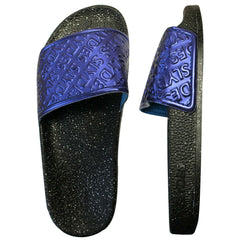 Slydes Chance Womens Sparkle Blue Sliders