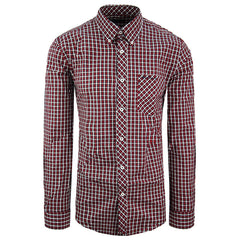 Ben Sherman Checkered Mens Red Oxford Shirt