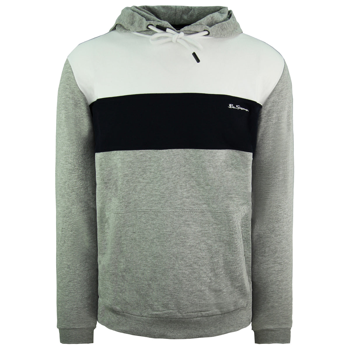 Ben Sherman Panelled Mens Grey Hoodie