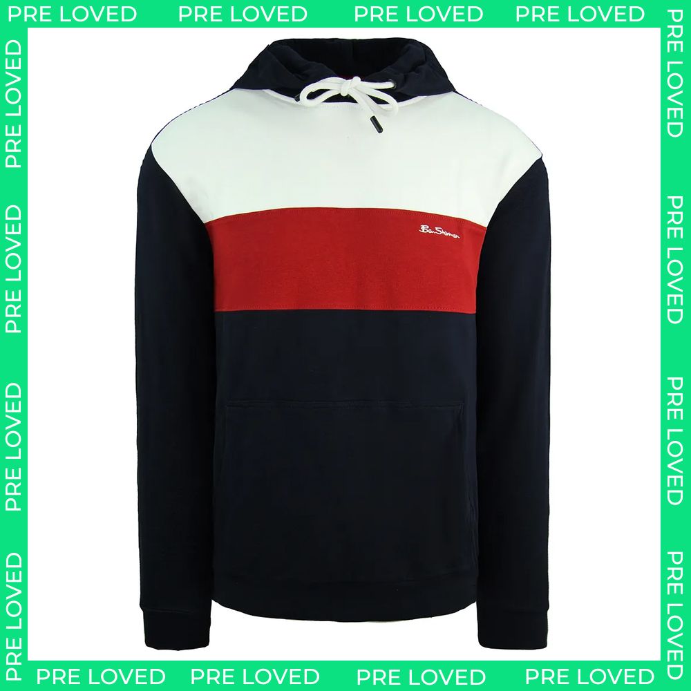 Ben Sherman Panelled Mens Navy Hoodie - Dirty