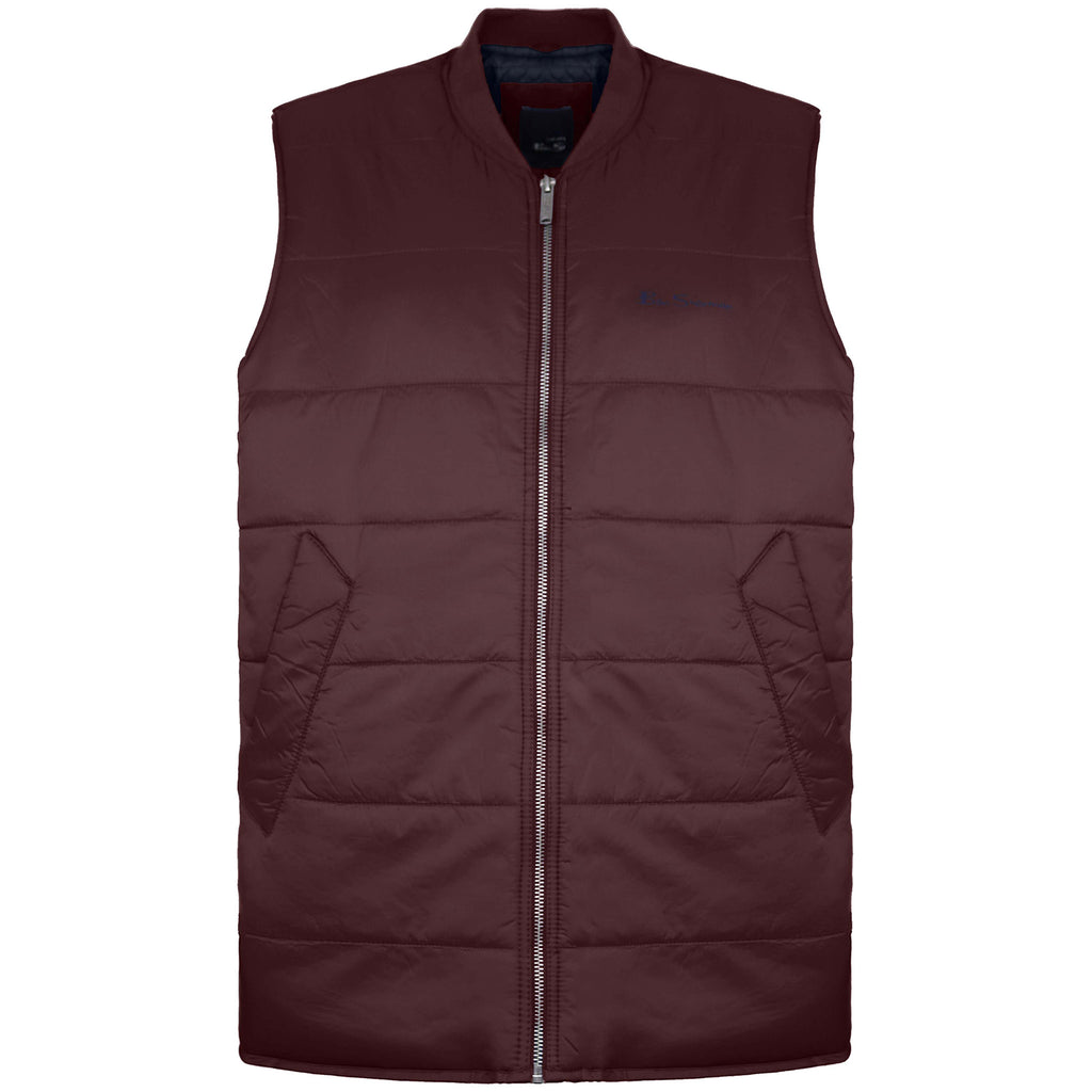 Ben Sherman Quilted Mens Dark Red Gilet