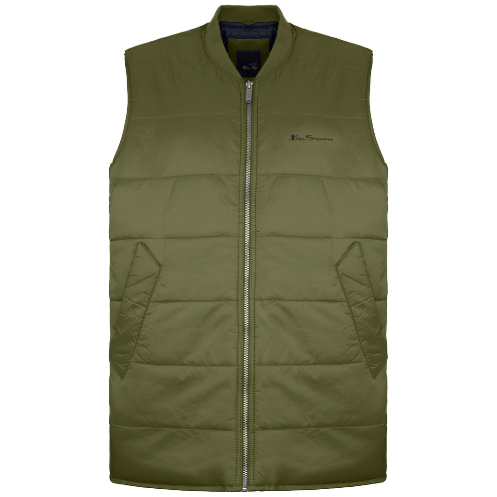 Ben Sherman Quilted Mens Green Gilet